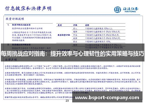 每周挑战应对指南：提升效率与心理韧性的实用策略与技巧